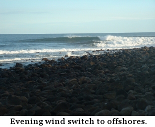 Evening wind switch to offshores at K-59.